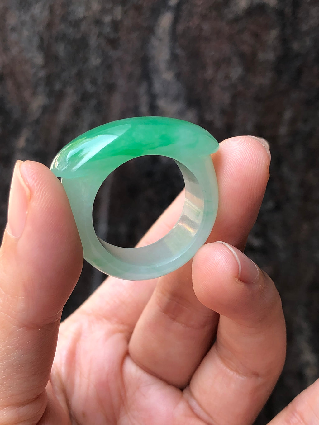 Natural Type A Green Jadeite Saddle Hololith Ring | ClassicJade Singapore Jewellery