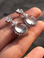 Icy Jade Cabochon Earrings (Glassy Variety)