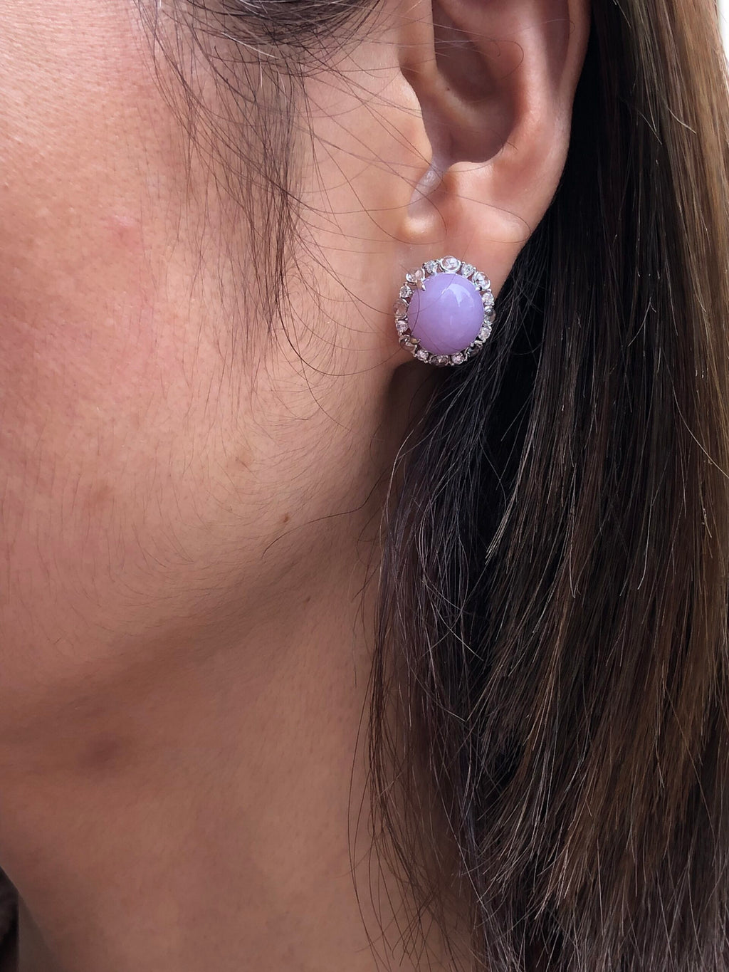 Lavender Jade Cabochons Earrings