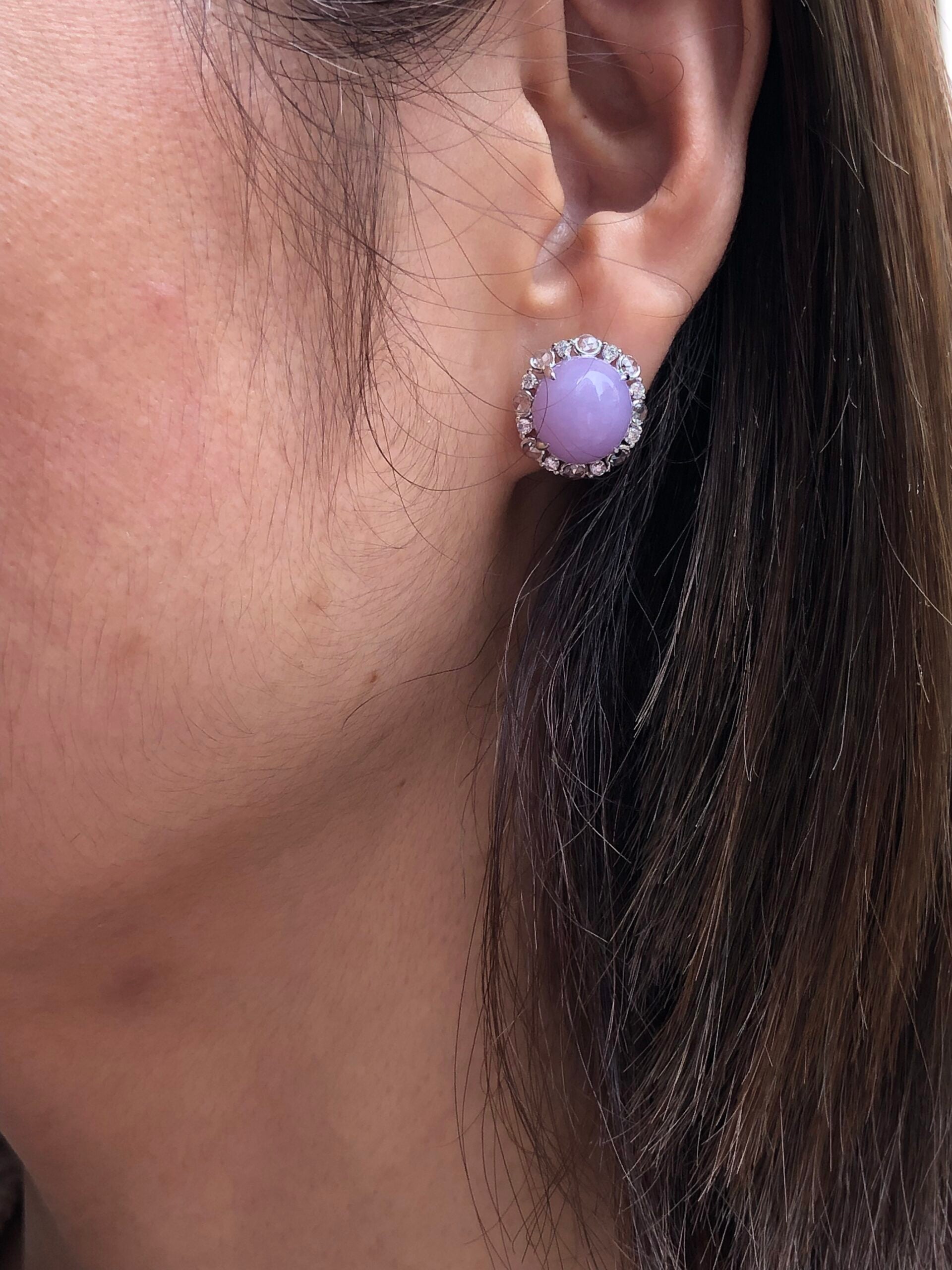 Lavender Jade Cabochons Earrings