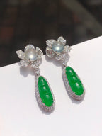 Green Jade Pea Pod Earrings