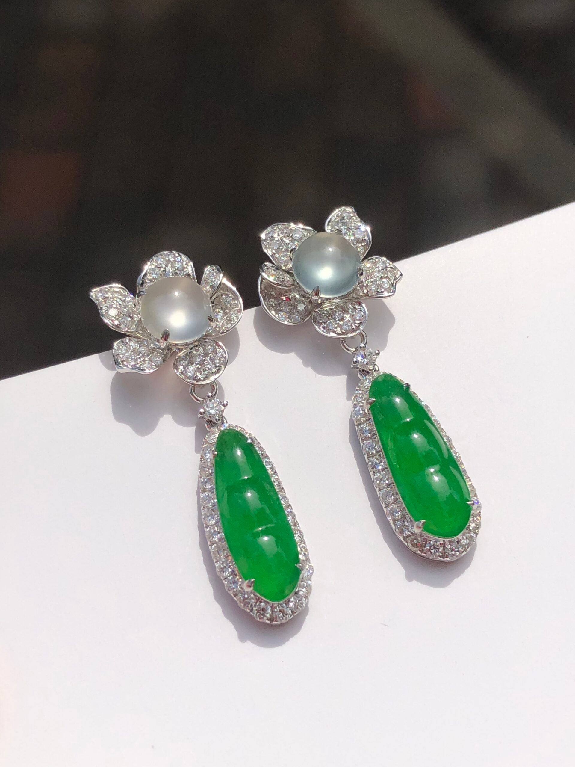 Green Jade Pea Pod Earrings