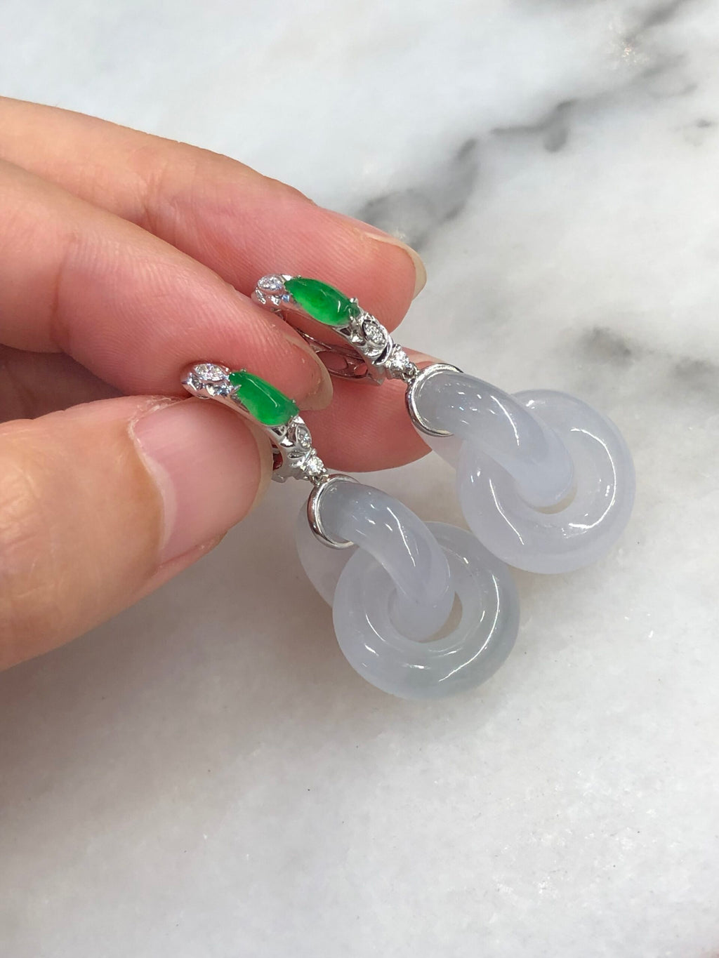 Icy Jade Double Loops Earrings
