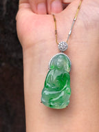 Icy Green Jade Guan Yin Pendant