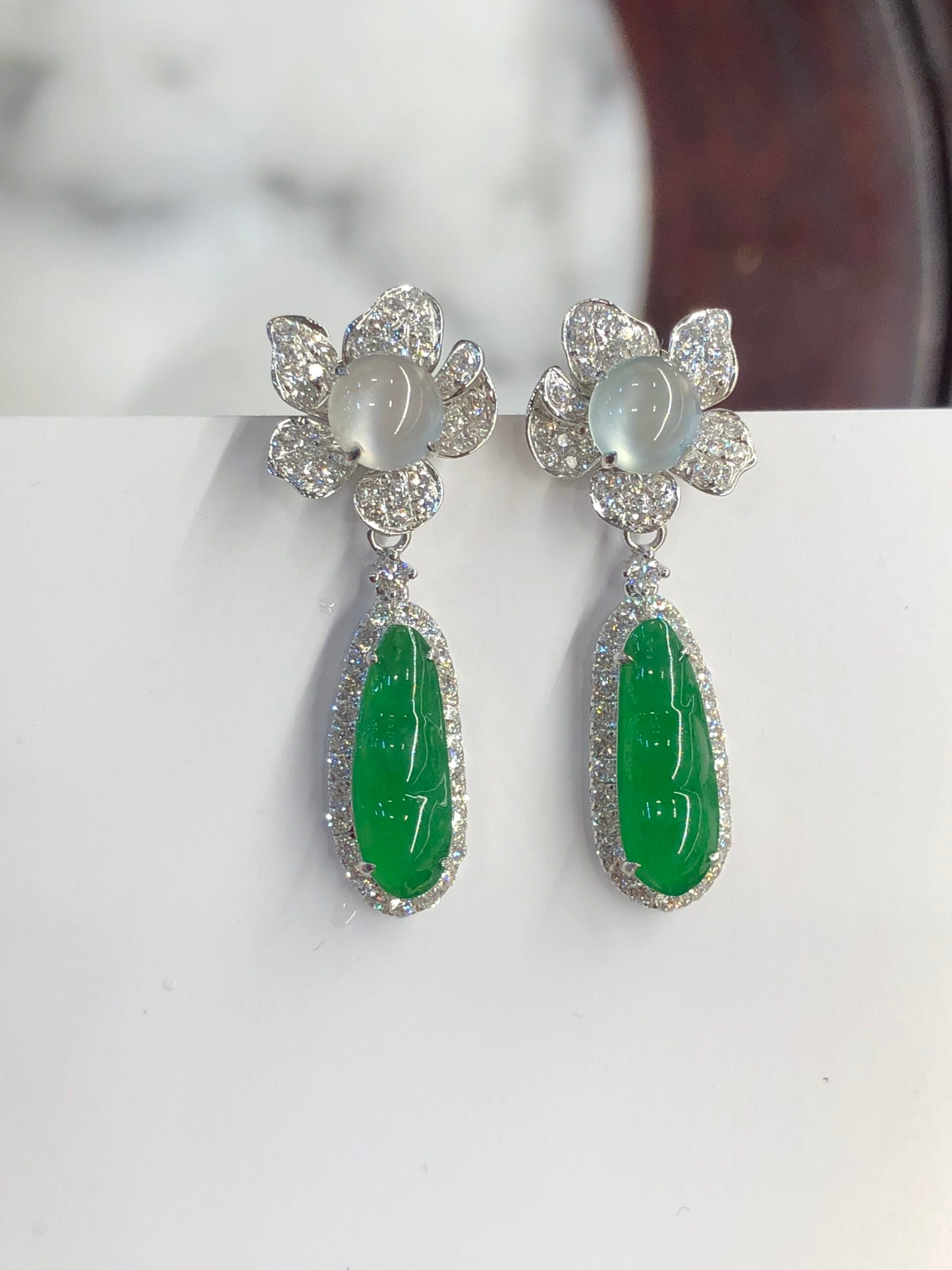 Green Jade Pea Pod Earrings