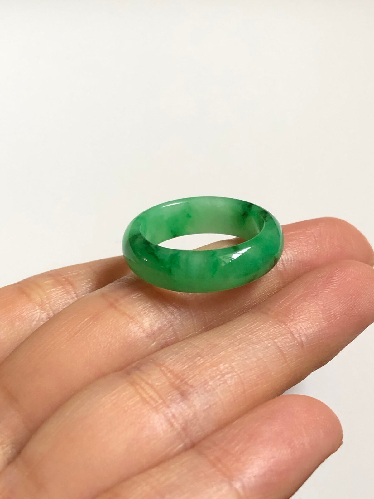 Green Jade Hololith Ring