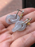 Icy Jade Double Loops Earrings