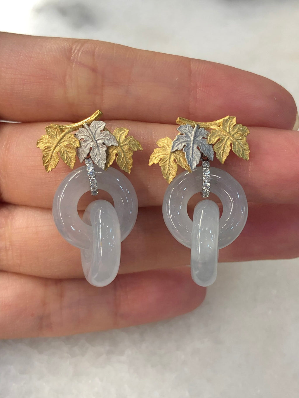 Icy Jade Double Loops Earrings