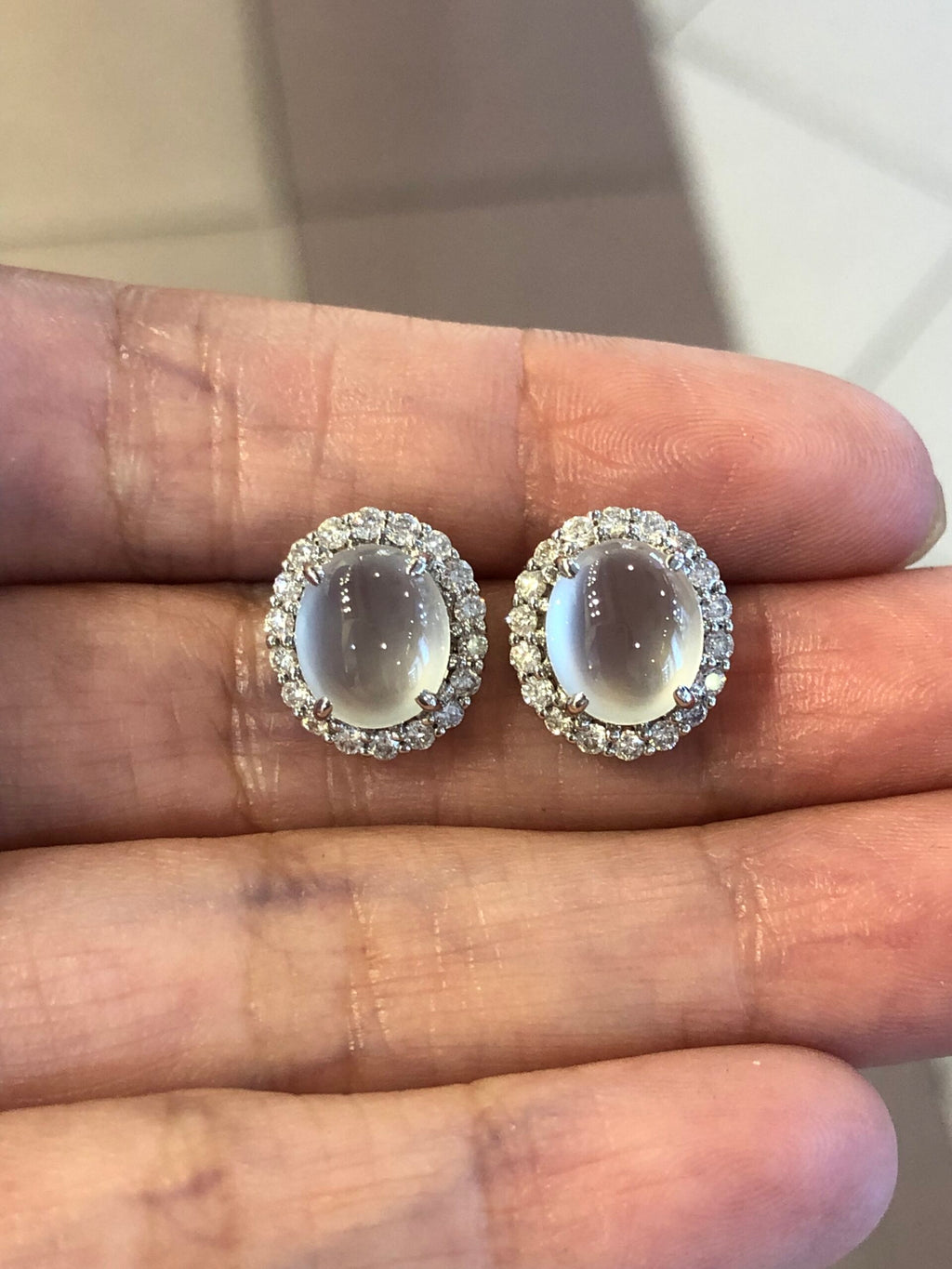 Icy Jade Cabochons Earrings (Glassy Variety)