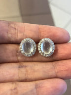 Icy Jade Cabochons Earrings (Glassy Variety)
