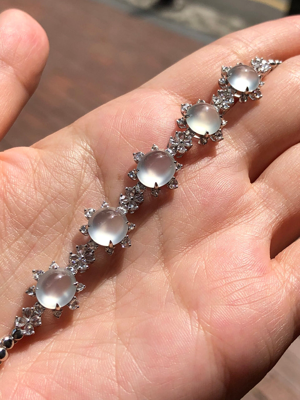Icy Jade Cabochons Bracelet (Glassy Variety)