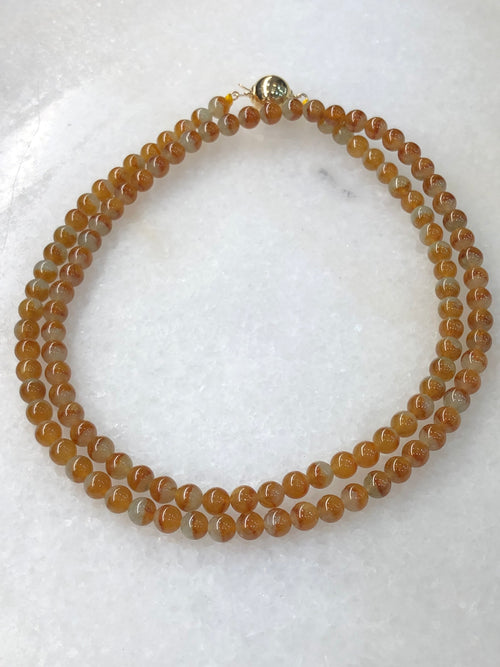 Natural Type A Duo-Colour Red Jadeite Beads Necklace | ClassicJade