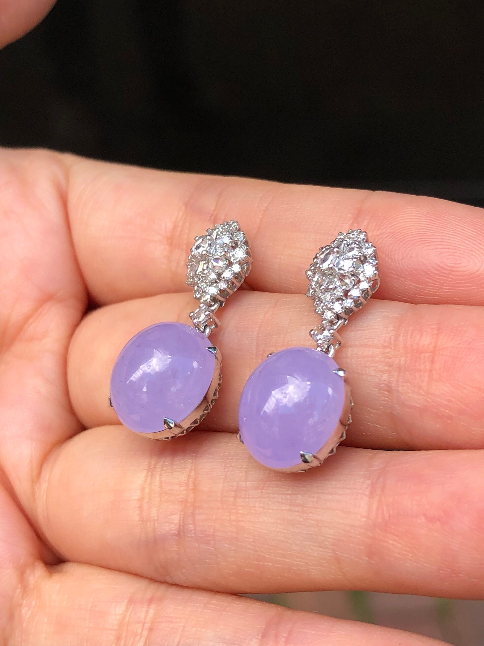 Icy Lavender Jade Cabochons Earrings