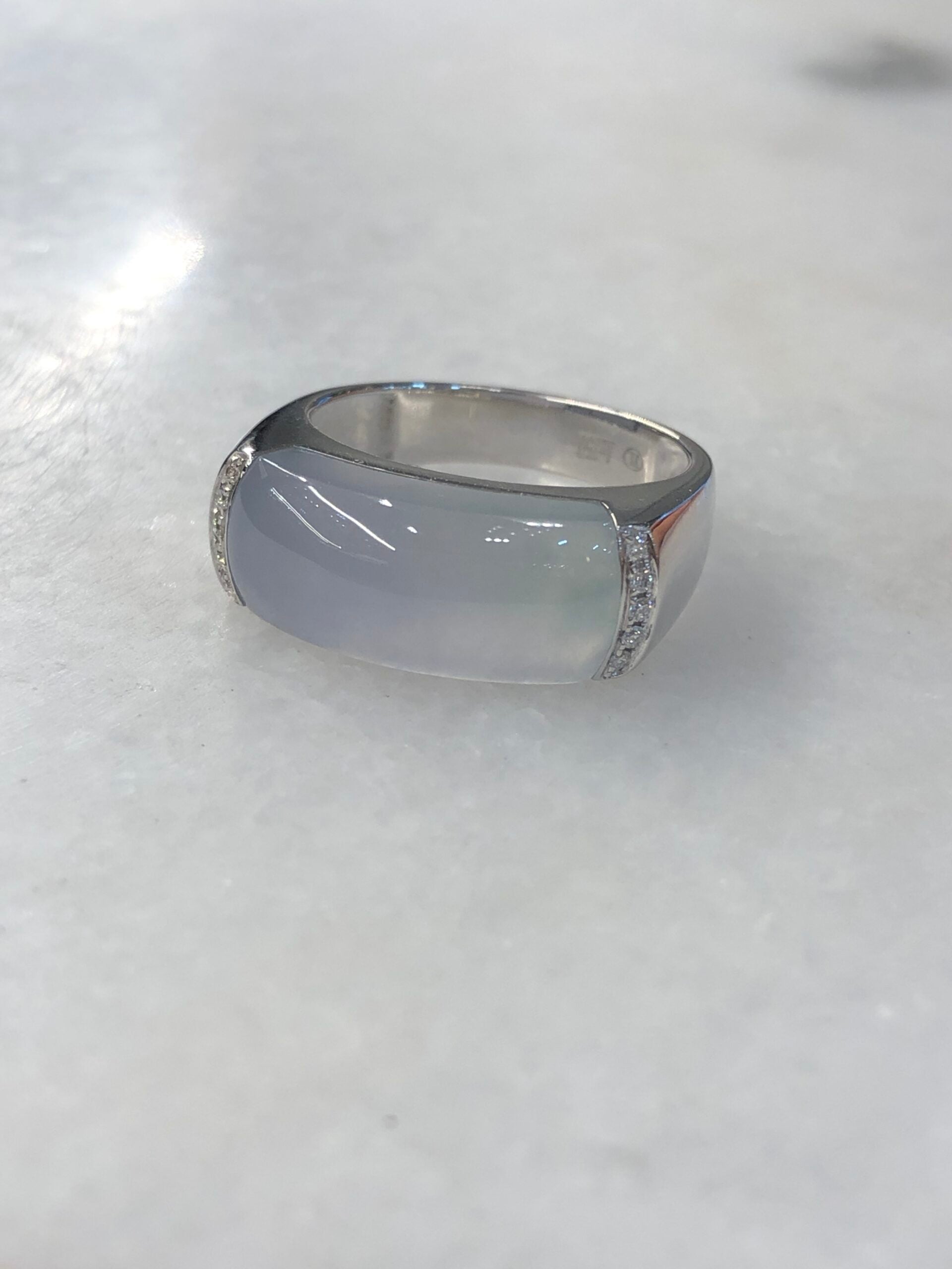 Icy Lavender with Green Jade Saddle Ring