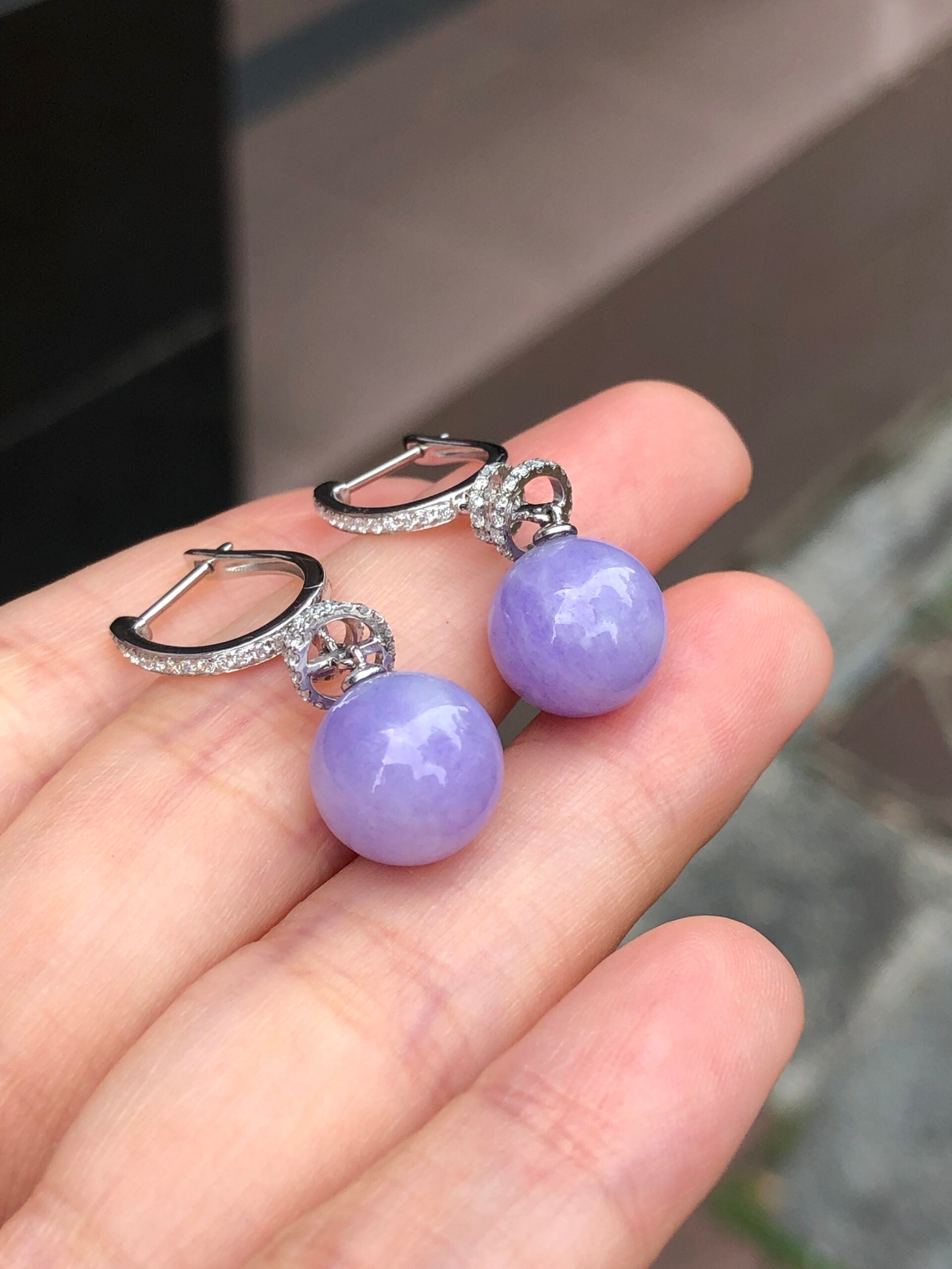 Lavender Jade Ball Earrings