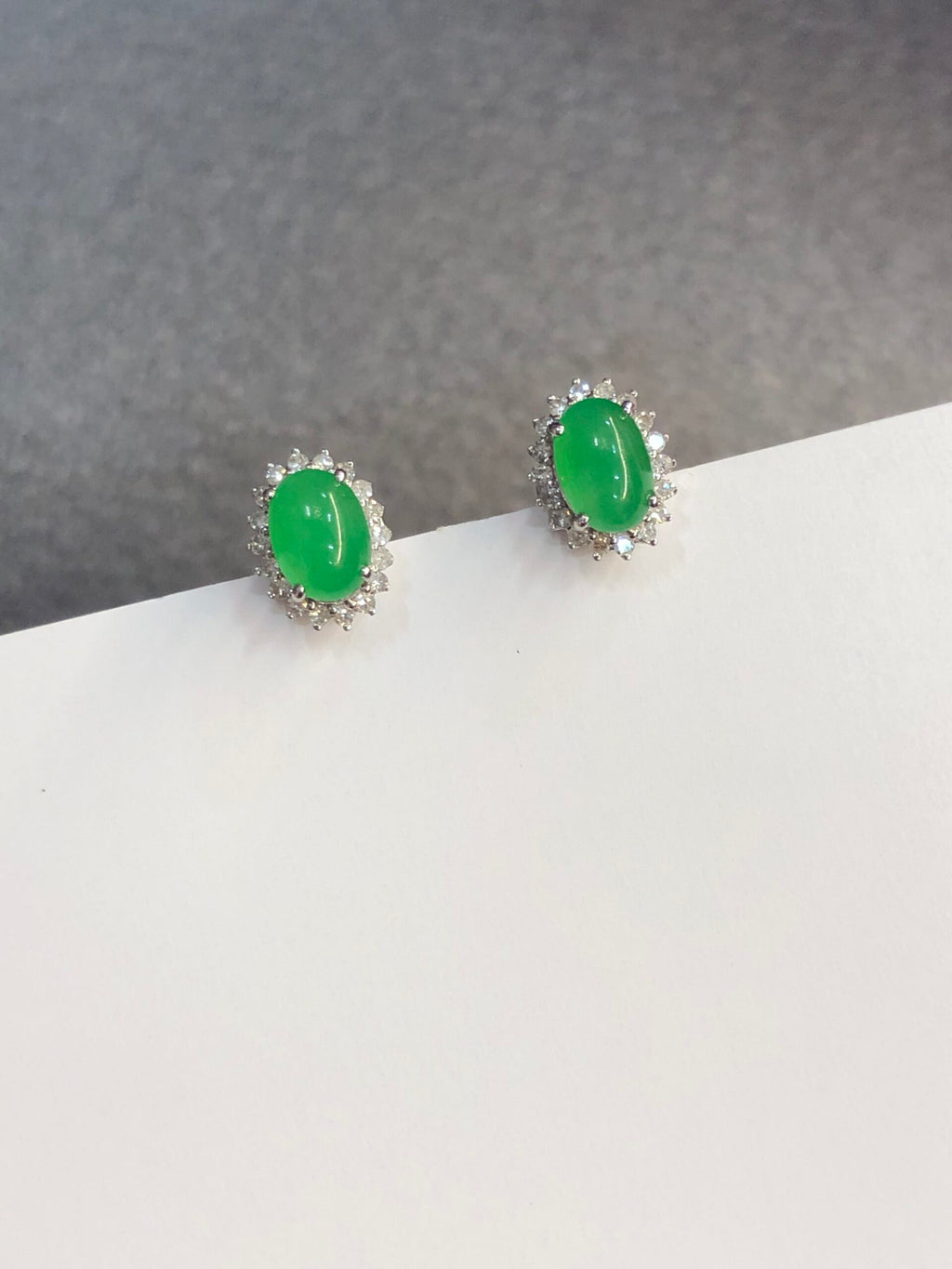 Icy Green Jade Cabochons Earrings