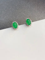 Icy Green Jade Cabochons Earrings