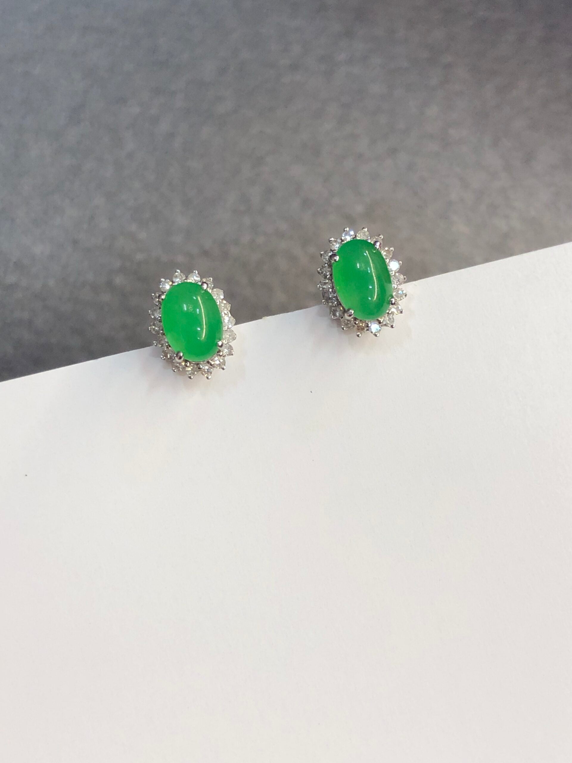 Icy Green Jade Cabochons Earrings