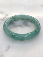 Icy Bluish Green Floral Jade Bangle