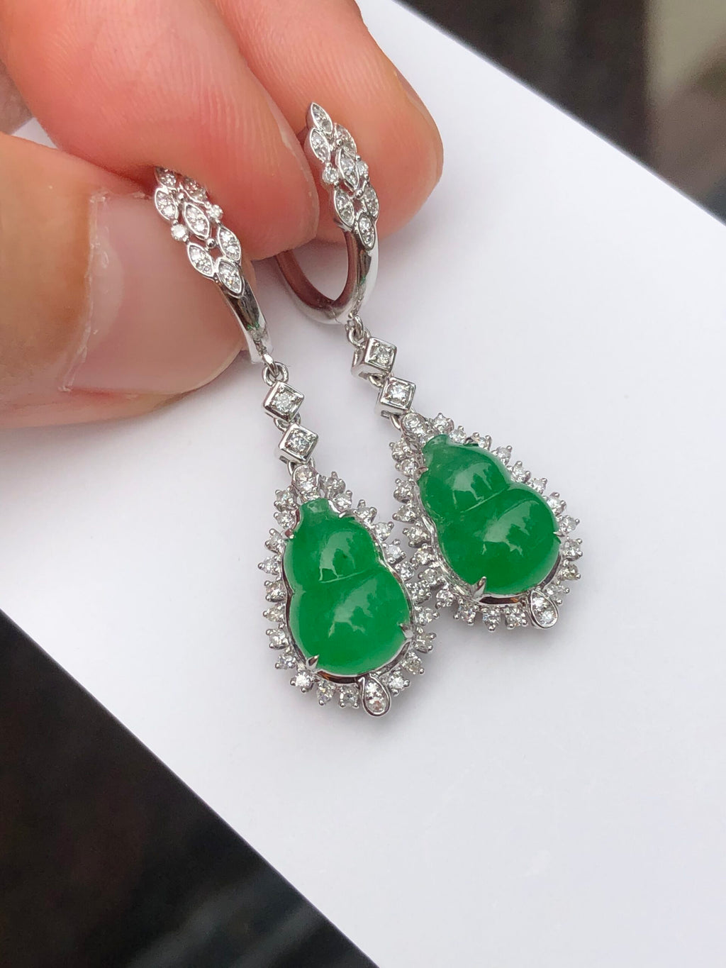 Icy Green Jade Gourd Earrings