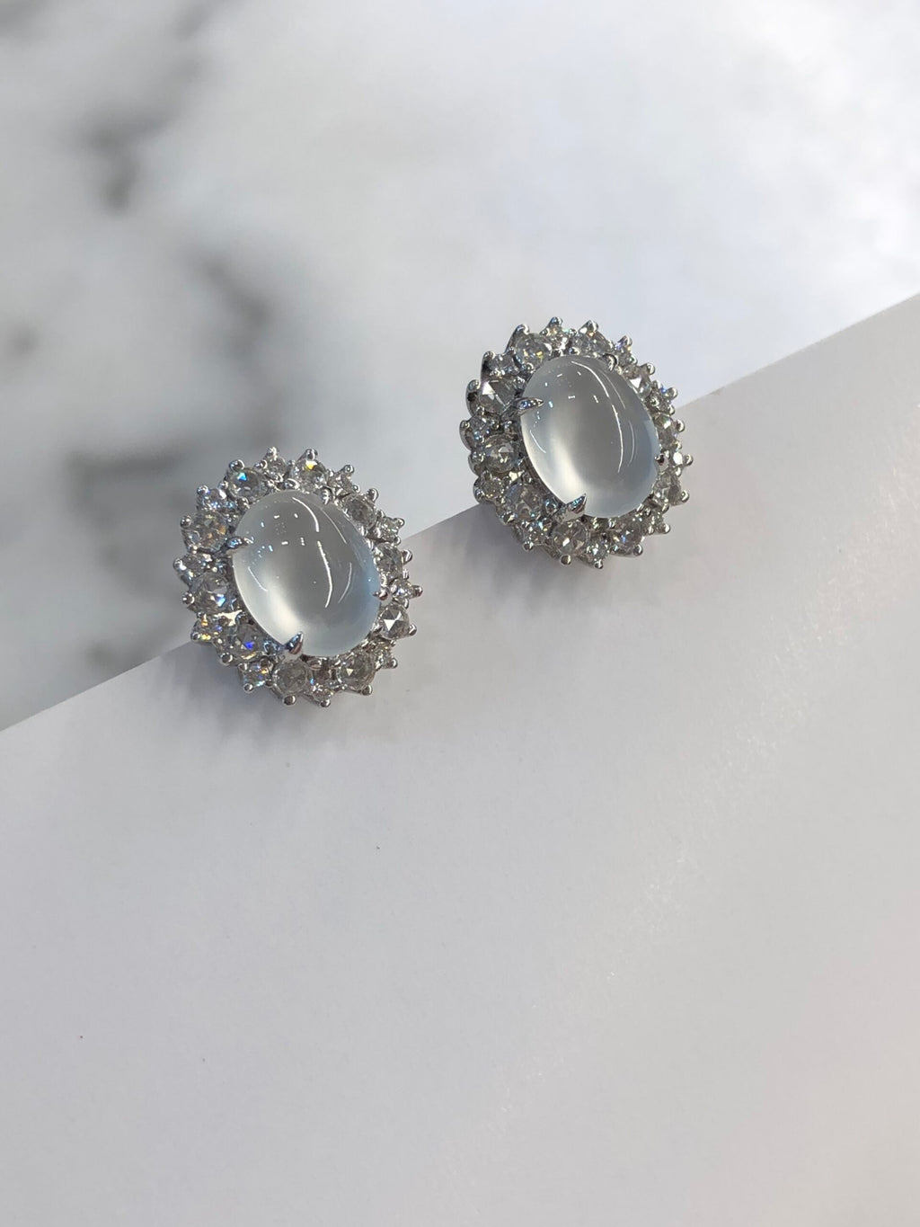 Icy Jade Cabochons Earrings (Glassy Variety)