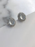 Icy Jade Cabochons Earrings (Glassy Variety)