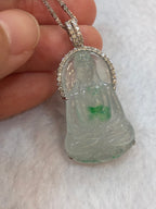 Icy Green Jade Guan Yin Pendant
