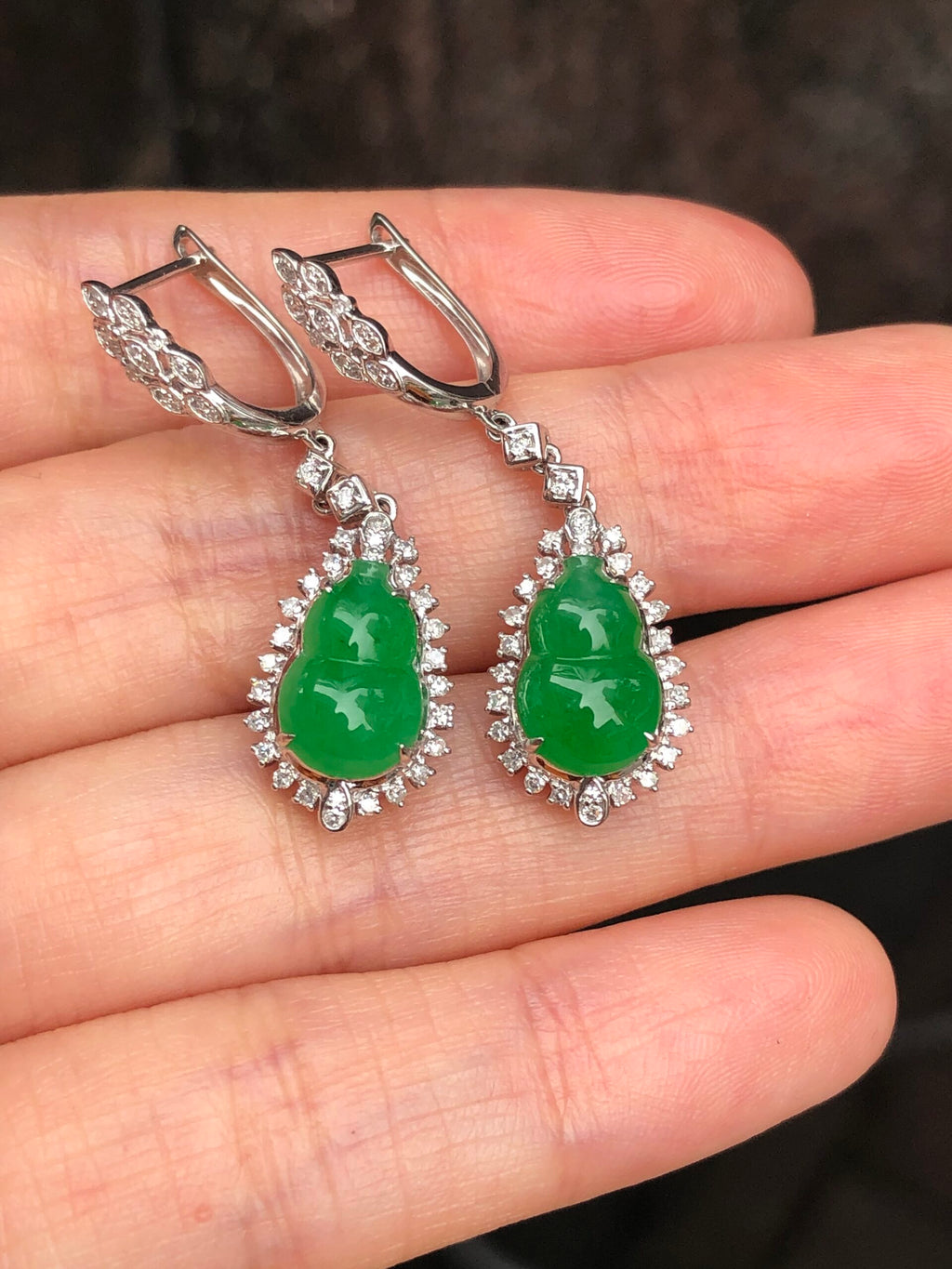 Icy Green Jade Gourd Earrings