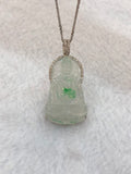 Icy Green Jade Guan Yin Pendant