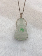 Icy Green Jade Guan Yin Pendant