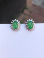 Green Jade Cabochons Earrings
