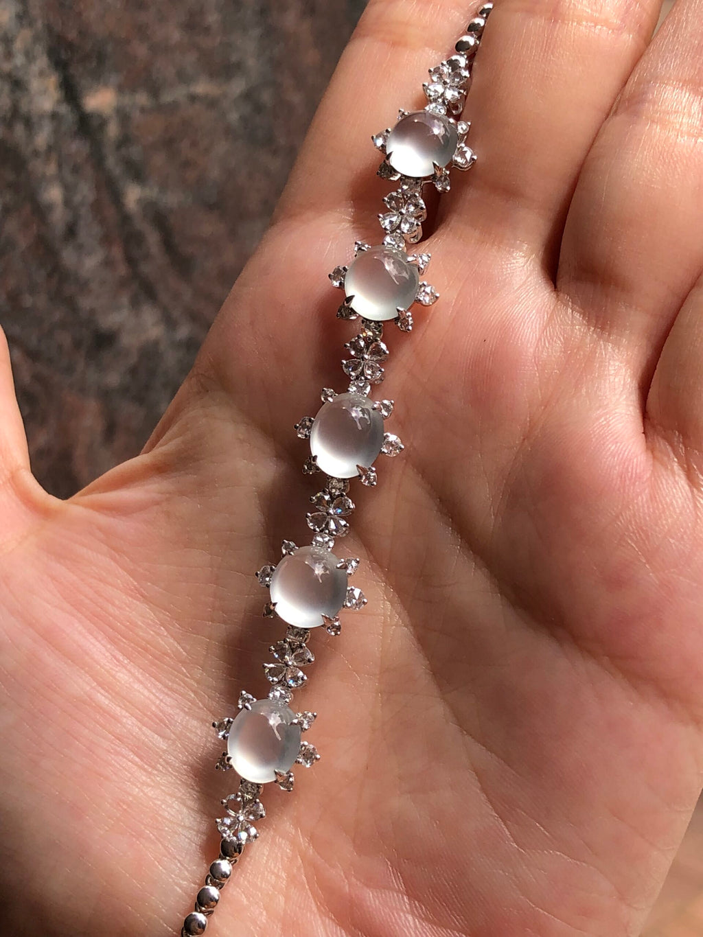 Icy Jade Cabochons Bracelet (Glassy Variety)