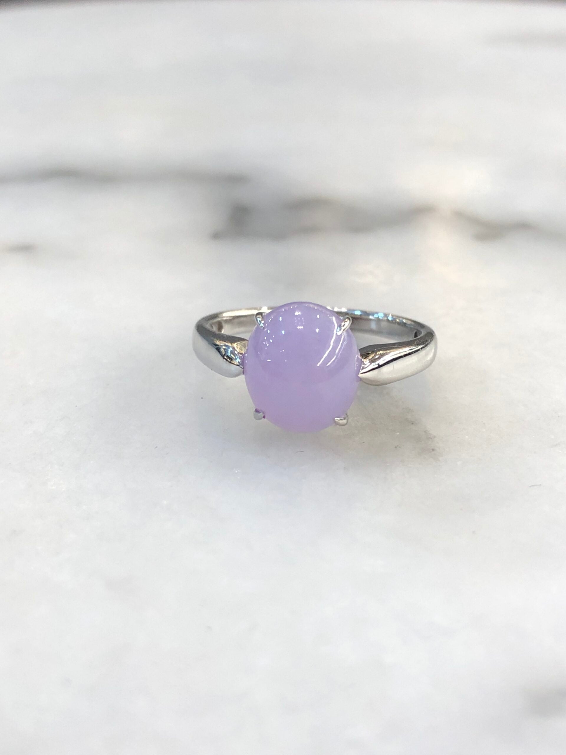 Lavender Jade Cabochon Ring