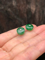 Icy Green Jade Safety Coin Earrings