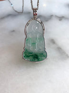 Icy Green Jade Guan Yin Pendant