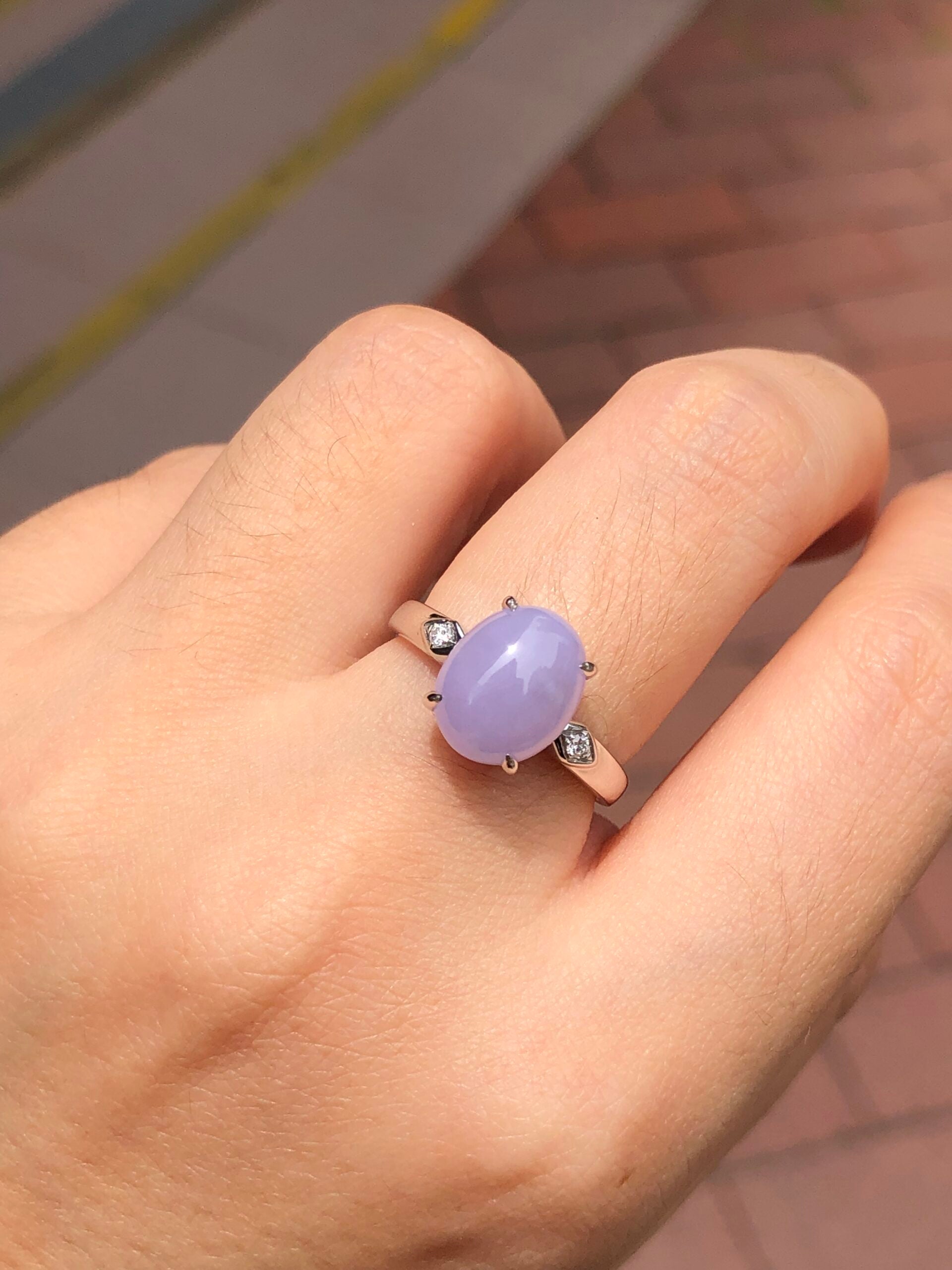 Lavender Jade Cabochon Ring