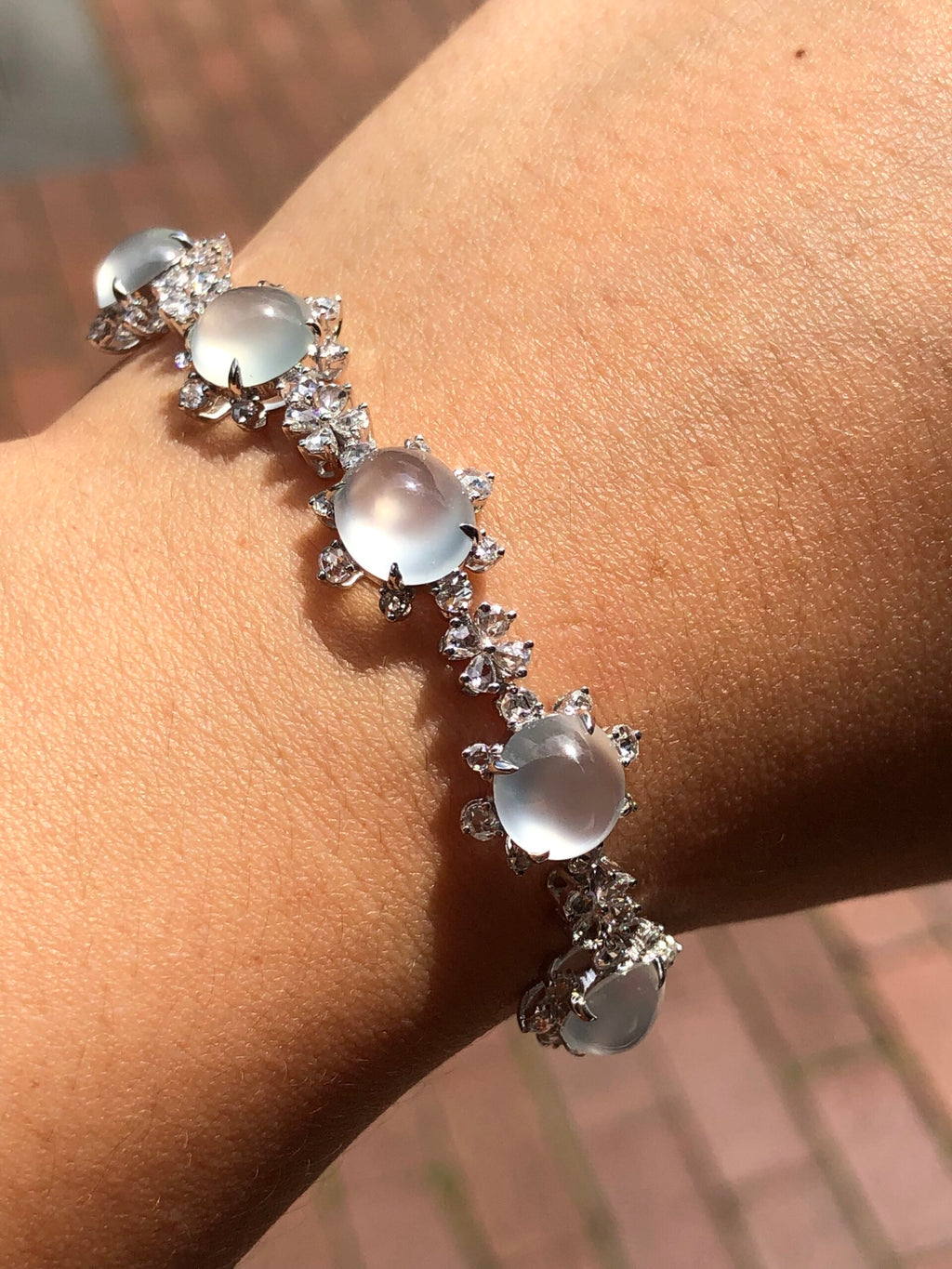 Icy Jade Cabochons Bracelet (Glassy Variety)