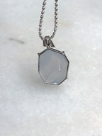 Natural Type A icy white faceted jadeite pendant in 18K white gold and natural diamonds | ClassicJade Singapore