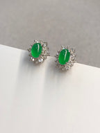 Icy Green Jade Cabochons Earrings