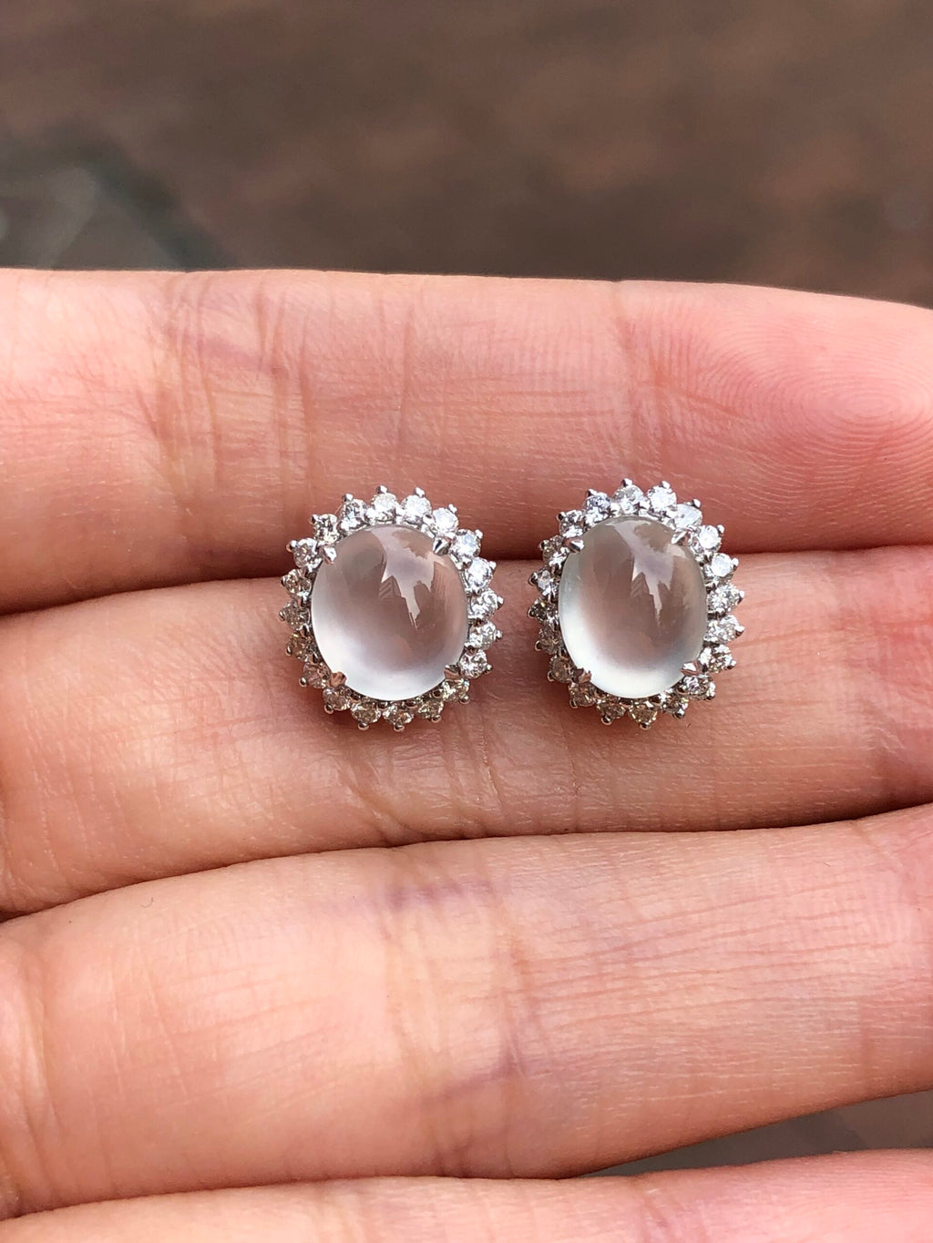 Icy Jade Cabochons Earrings (Glassy Variety)