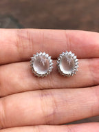 Icy Jade Cabochons Earrings (Glassy Variety)