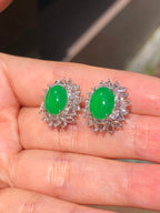 Icy Green Jade Cabochons Earrings