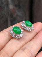 Icy Green Jade Cabochons Earrings