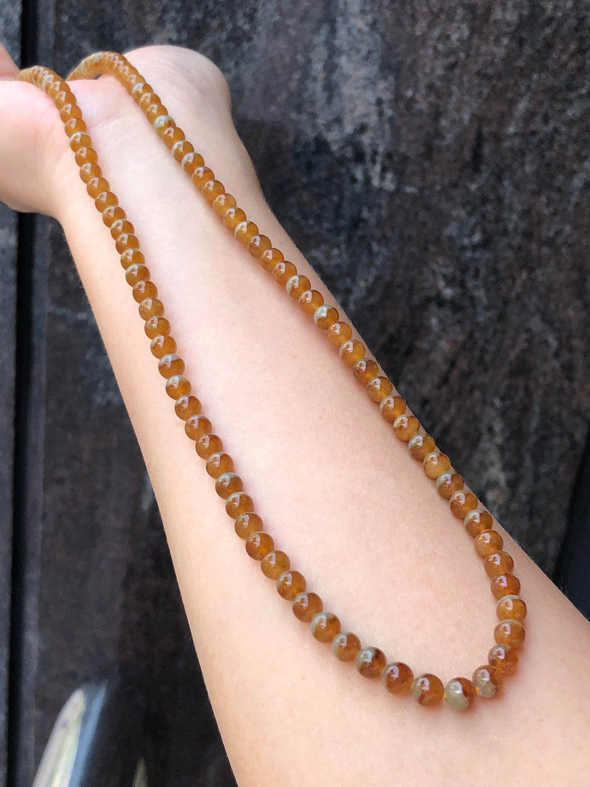 Natural Type A Duo-Colour Red Jadeite Beads Necklace | ClassicJade