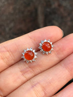 Icy Orange Jade Cabochons Earrings