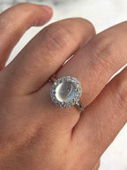 Icy Jade Cabochon Ring (Glassy Variety)