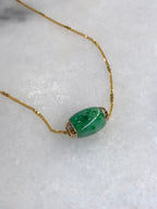 Green Jade Barrel(with 18K gold chain)