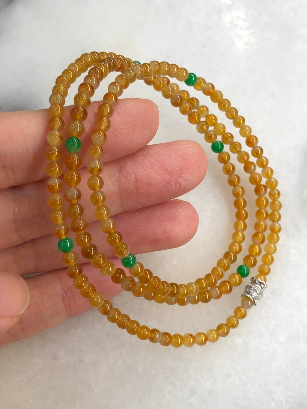 Icy Orange Jade Beads Necklace