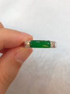 Green Jade Saddle Ring