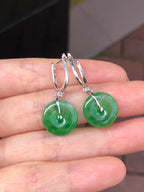 Icy Green Jade Safety Coin Earrings
